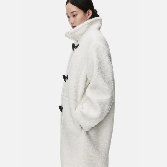 H&M Teddy Fleece Coat in White XS New - Picture 4 of 6